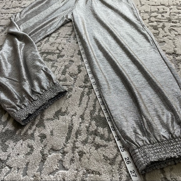Anthropologie Metallic Silver Pull-on Jogger Pants Dressy or Casual Size M - Picture 8 of 9